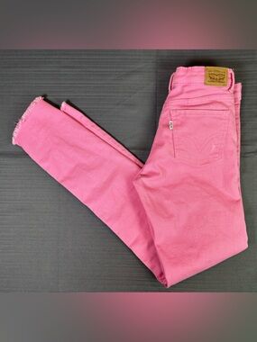 Levi’s 710 Super Skinny Pink Distressed Jeans Raw Hem Youth 14 Womens XS
